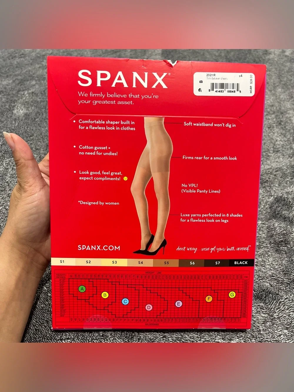 SPANX Firm Believer Sheers Tights 20 Denier Leg Size B/S4